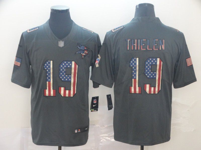 Men Minnesota Vikings #19 Thielen Carbon Black Retro USA flag Nike NFL Jerseys